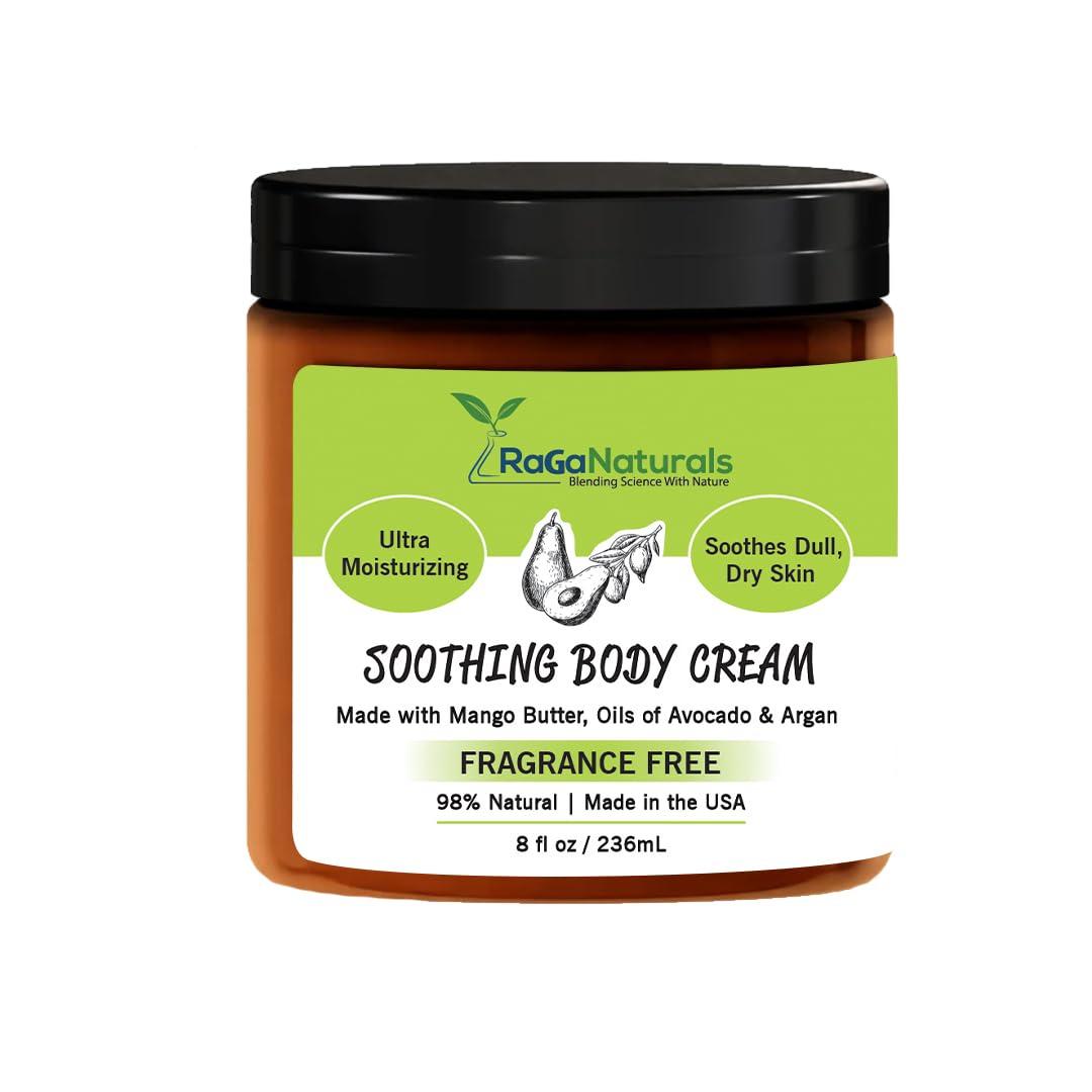 RaGaNaturals Natural Moisturizing Cream - Body & Face Moisturizer for Dry to Very Dry, Sensitive Skin - Unscented Body Cream wit