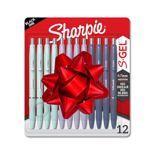 Sharpie S-Gel, Gel Pens, Medium Point (0.7mm), Assorted Fashion Barrels, Black Ink, 12 Count - Office, Teacher, School Sup...