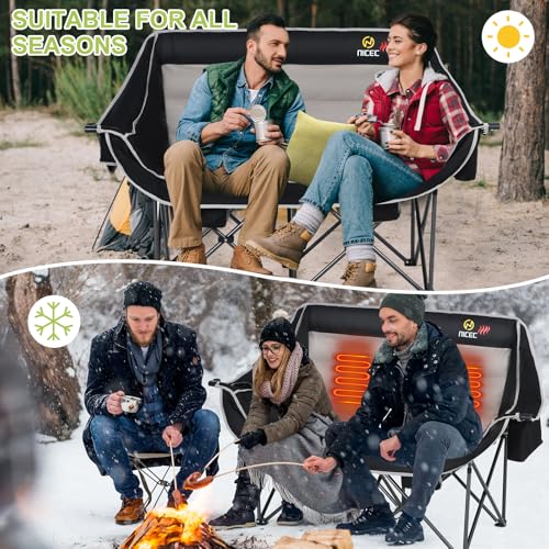 Nice C Heated Camping Chair with Battery, Outdoor Heated Folding Chairs, Double Padded Camping Chair for Adults, Camping C...