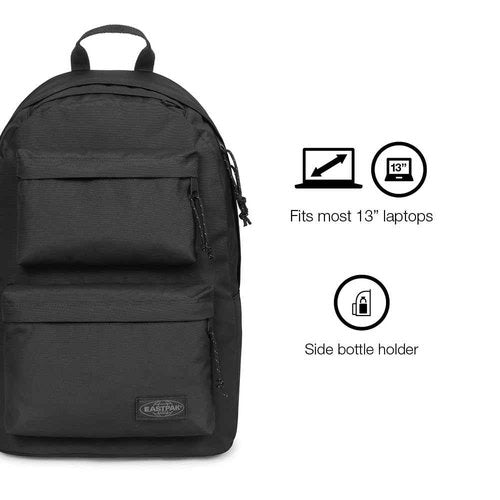 EASTPAK Padded Double – 24L Squared Backpack with Dual Front Pockets, 13” Laptop Sleeve, Bottle Holder & Padded Straps, Dark Grass