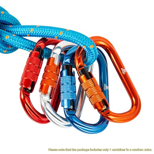 Zeluga 15-296 25KN Auto Locking Carabiner, Twist Lock, Lightweight, Professional Carabiner Clips, Assorted Color, 1 Piece