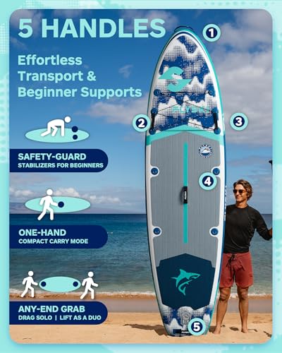 11'x34 Ultra Wide Paddleboards, Inflatable SUP&420lb Capacity for All Skill, Stand-up Paddle Board for Adults, Yoga/Fishin...
