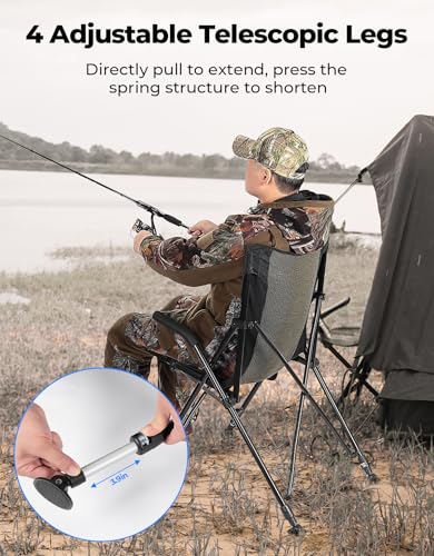 KEMIMOTO Hunting Blind Chair 360 Degree Silent Swivel, 300 Lbs Height Adjustable Quick Folding Portable Comfortable Huntin...