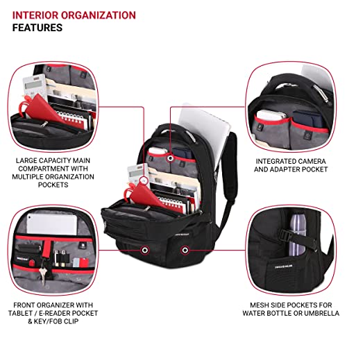 SwissGear 2769 ScanSmart Laptop Backpack, Fits Most 16 Inch Laptops, TSA Friendly, Work, School, Men's and Women's, Black
