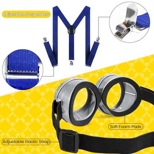 5 PCS Adult Kids girls Halloween Costume,Goggles/Beanie/Tutu/Suspenders/Gloves Halloween Accessories Cosplay Party Set