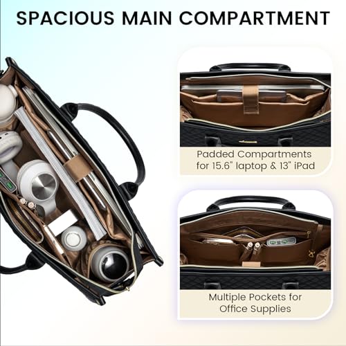 LOVEVOOK Laptop Bags for Women, 15.6 inch Waterproof Work Tote Bag with Clutch, Professional Teacher Computer Purse Lightw...