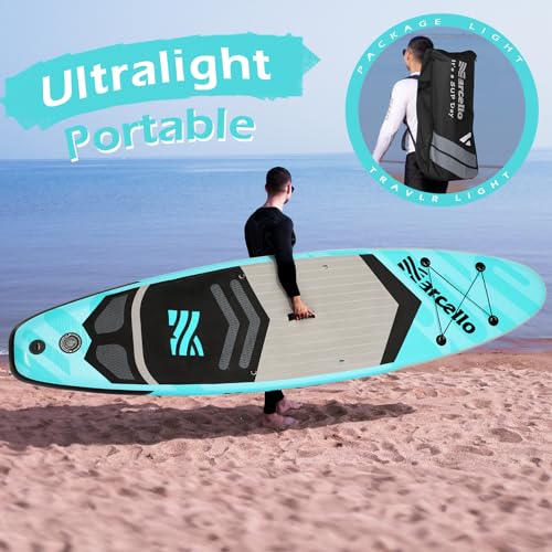 Paddle Board, Inflatable Stand Up Paddle Board，10.6'×33"×6" Ultra-Light SUP Board with Hand Pump, Leash, Repair Kit, Water...