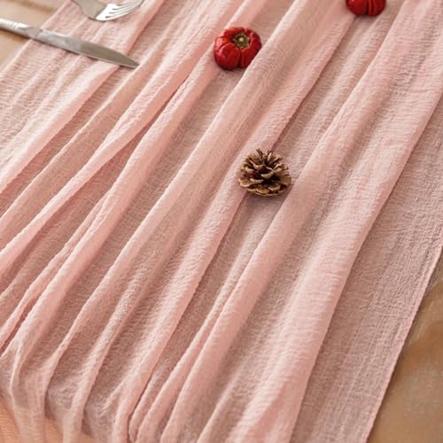 Keketoarrange Pink Valentines Day Decorations Table Runner Cheese Cloth Rustic Gauze Cheesecloth Table Runner 120 Inch 10 ...