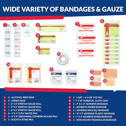 Fully Stocked Trauma First Aid Kit – First Responder II Bag with Tools, Gauze, Bandages, Scissors & Gloves – Compact & Por...