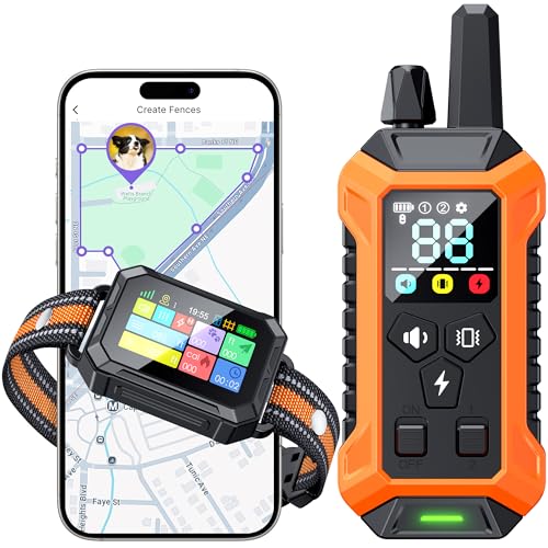 Meowant GPS Wireless Dog Fence System Collar with Training Remote, Free App, Custom GPS Fence(82-7000ft), Beep/Vibration/C...