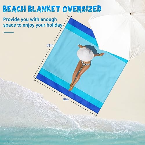 Aroveea Beach Blanket Waterproof Sandproof 1-7 Adult Oversized 78 '' × 81 '' Lightweight Durable Compact Sand Free Beach M...