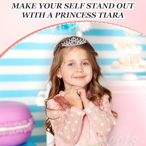Tobeelec 24 Pcs Crystal Tiara Crown, Tiaras Bulk for Girls Rhinestone Princess Crown, Silver Crystal Tiara for Girls, Wome...
