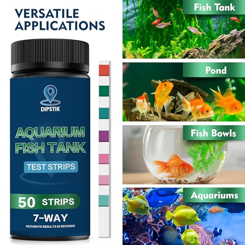 Aquarium Test Strips, 7-Way Aquarium Test Kit for Freshwater Saltwater,50 Strips Quick and Accurate Fish Tank Pond Test St...