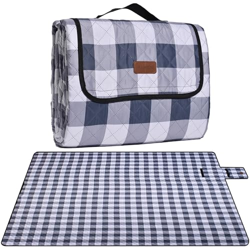 Extra Large Picnic Blanket 80''x 80'' Waterproof Foldable Picnic Mat for Beach, 5-Layer Outdoor Blanket for 6 to 8 Adults,...