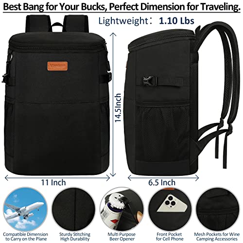 Camping Cooler Backpack 30 Cans, Soft Backpack Coolers Insulated Leak Proof Travel Cooler Bag Waterproof Lunch Picnic Beac...