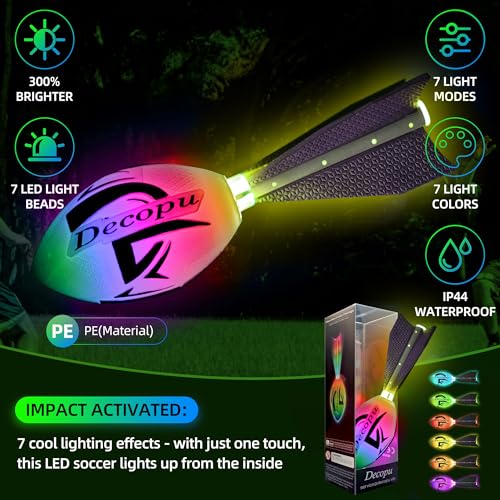 KASTUMBGA Premium Foam Glow in The Dark Football, Latest LED Light up Football, Color-Changing-Perfect Birthday&Camping Gi...