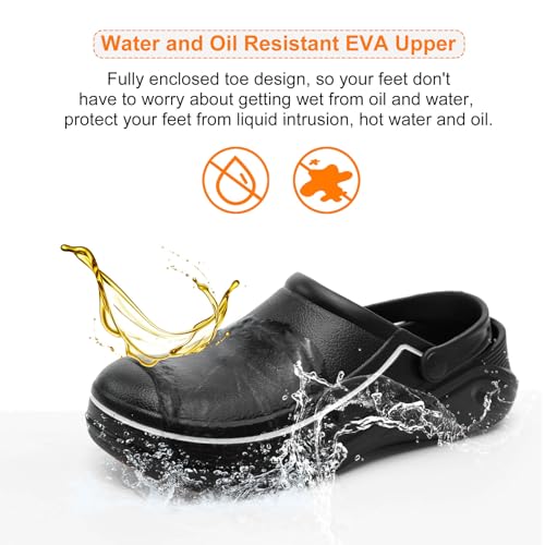 JSWEI Men's Unisex-Adult Kitchen Shoes - Nonslip Water Proof Work Shoes for Men, Women, Nurses, Gardeners, Indoor & Outdoor