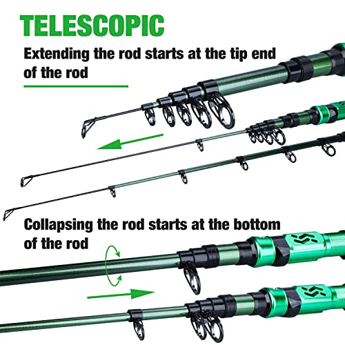 Sougayilang Fishing Rod Reel Combinations, 24 Ton Carbon Fiber, Portable Telescopic Fishing Rod Spinning Reels for Travel ...