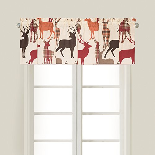 C&F Home Colton Lodge Cabin Deer Camping Forest Red Cream Brown Cotton Bedroom Guestroom Premium Window Valance Valance tan