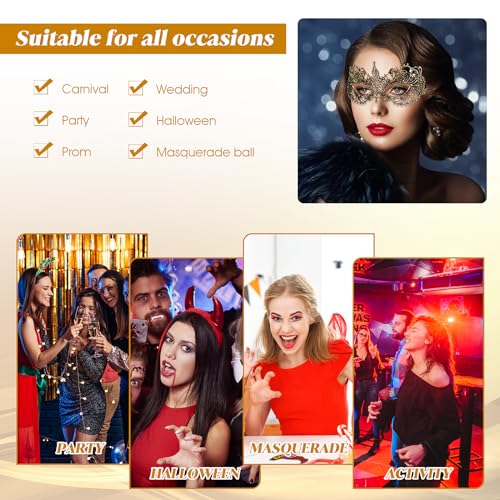 WY LIGHTING LEVEL 3 Pieces Masquerade Mask for Women, Fancy Dress Masks Lace Face Mask
