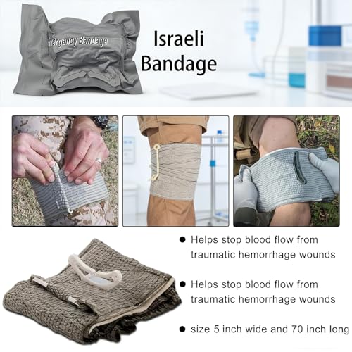IFAK Trauma Kit with Tourniquet, 4-Inch Israeli Bandage, Elastic Bandages, Set of 34 Pieces Tactical First Aid Kit for Ca...