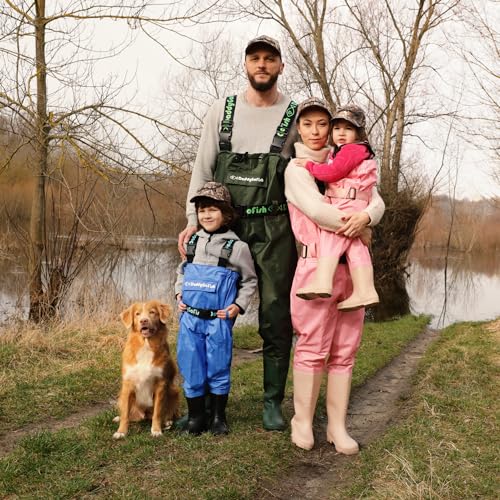 DaddyGoFish Chest Waders for Kids and Adults, Fishing and Hunting Waders with a Pocket and a Wader Hanger