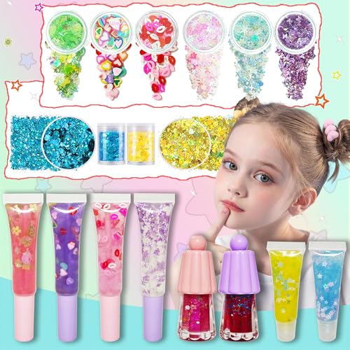 BRIPATI DIY Lip Gloss Making Kit - Make Your Own Lip Glosses Moisturizing DIY Lip Glaze Handmade Glittery Set for Teens Gi...