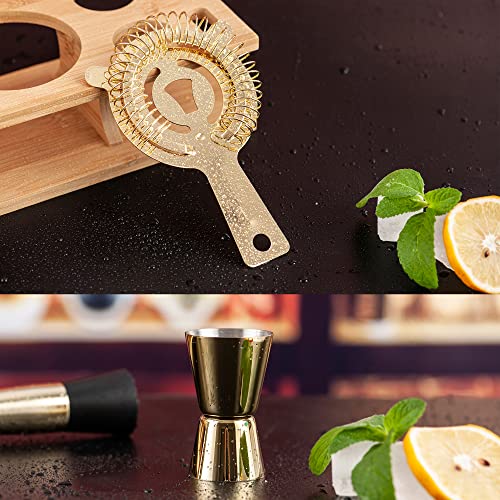 JNWINOG Shakers Bartending, 11Pcs-Cocktail Shaker Set Gold Drink Mixer with 25oz Martini Shaker,Muddler,Bar Spoon and More...