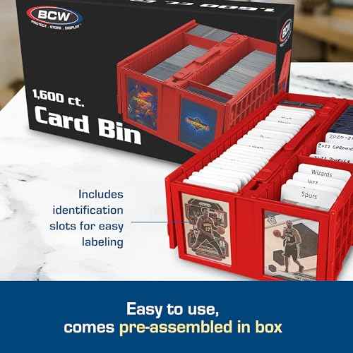 BCW Collectible Card Bin ? (2-Pack, Red) | Holds up to 1600 Cards | Plastic Storage Box for Pok?mon, MTG & Sports Cards