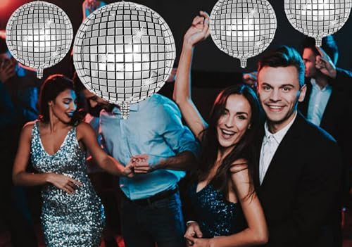 10 PCS Silver Disco Balloon 4D Round Balloon 70s 80s 90s Theme Disco Balloon Decorations Bachelorette Party Birthday Party...