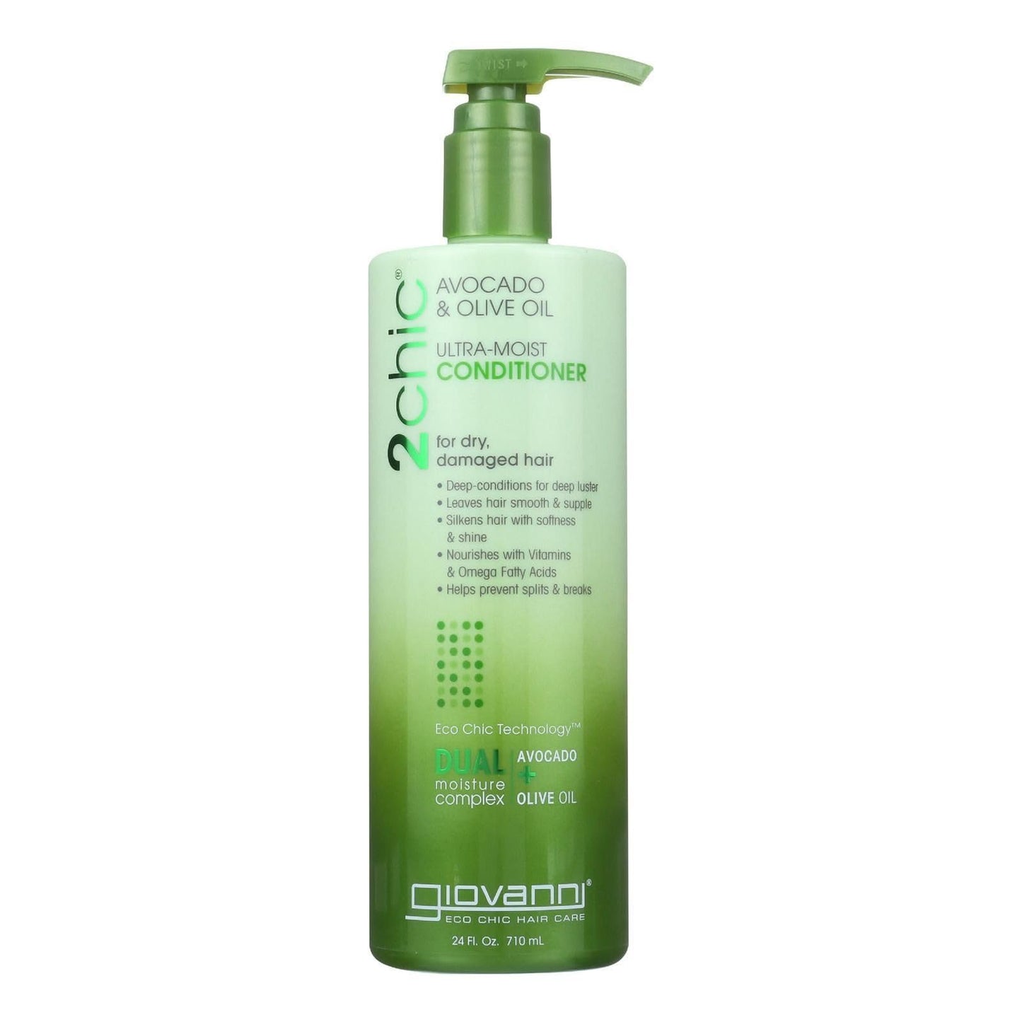 GIOVANNI 2chic Ultra-Moist Conditioner - Avocado & Olive Oil, Creamy Hydration Formula, Enriched with Aloe Vera, Shea Butter, Bo