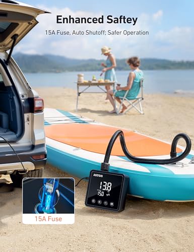 AstroAI P2 Paddle Board Pump 20PSI 12V DC Car Connector Portable,SUP Pump for Paddleboard, Air Pump with Auto-Off, Deflati...