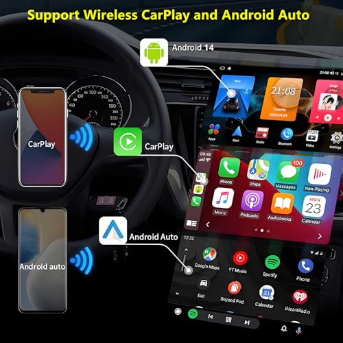for Jeep Compass Patriot Radio Upgrade 2010-2016: 4G+32G Android 14 Car Stereo with Wireless CarPlay Android Auto - 10.1 I...