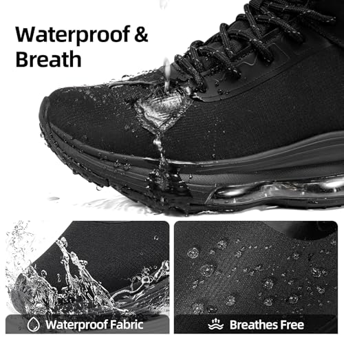 KEFUWU Military Tactical Boots Men Zip Waterproof Cushioned Shock Absorption Non Slip Breathable Durable Boots for Hiking ...