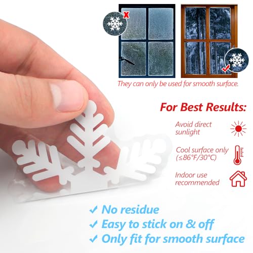 LUDILO 135Pcs Christmas Window Clings Snowflakes Window Decals Static Window Stickers for Christmas Decorations Windows Dé...
