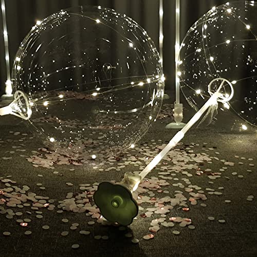 Lightsfever warm white 6pc LED Light up Balloon with sticks, stands and batteries, Table top centerpieces for party, Thank...
