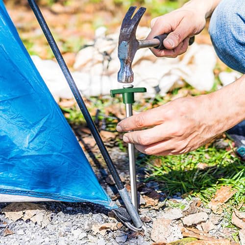 Eurmax USA Galvanized Non-Rust Camping Family Tent Pop Up Tent Stakes Canopy Anchors Heavy Duty 10pc-Pack, with 4x10ft Rop...