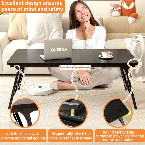 QUERNA Folding Coffee Table, No Assembly Low Coffee Table, Floor Table Desk for Sitting on The Floor, Portable Floor Table...
