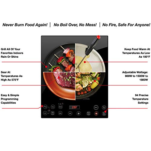 Nuwave Pro Chef Induction Cooktop, NSF-Certified, Commercial-Grade, Portable, Powerful 1800W, Large 8” Heating Coil, 94 Te...