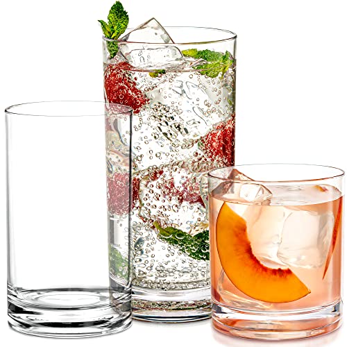 Le'raze Elegant Acrylic Drinking Glasses [Set of 18] Multi Size Attractive Clear Plastic Tumblers - Unbreakable Drinkware ...