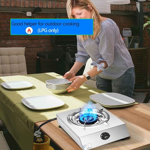 Horynar Propane Stove Single Burner Propane Stove 1 Burner 12,000 BTU Auto Ignition Gas Stove with CSA Hose for Outdoor Co...