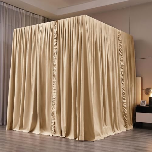 Mengersi Canopy Bed Curtains Queen Size,Royal Breathable Private Space-Elegant Bed Curtains Bedroom Decor for Adults,Champ...