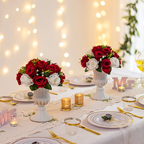 Sziqiqi Red Fake Flowers for Wedding Centerpiece Kissing Flower Balls for Tables Flower Centerpieces Arrangement for Party...