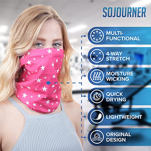 Sojourner Neck Gaiter, Bandana, Buff (9 Pack) - Face Cover for Men, Women, and Teens - Neck Warmer UV Sun Protection Gator