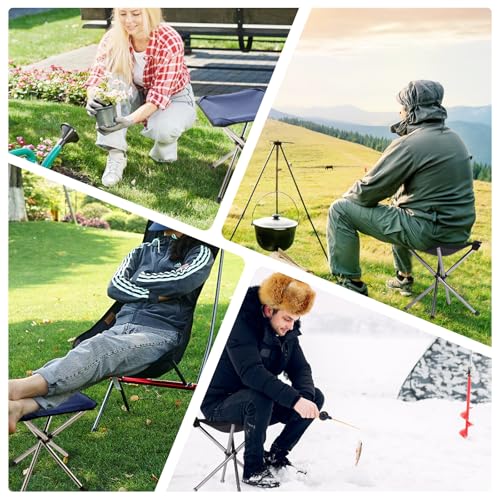 KOKSRY Portable Stool, 13.8 Inch High & 1.32 lbs Small Folding Chair, Telescopic Compact Foldable Stool with Carry Bag for...