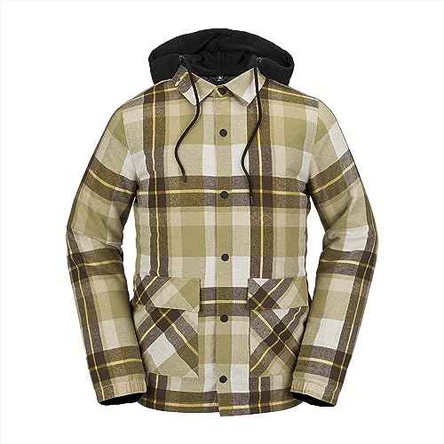 Volcom mens Field Insulated Flannel Hooded Snowboard Shirt Jacket