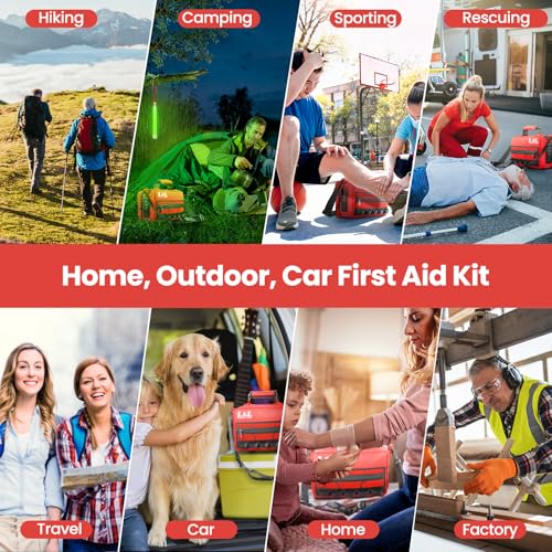 First Aid Kit for Car Home Travel Businesses,450 Piece Survival Gear First Aid,Large First Aid Kit Survival,Waterproof Eme...