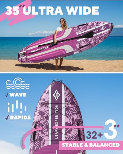 Skatinger Leafy Green & Purple Bundle｜11'6"x35" Super Wide Inflatable Stand Up Paddle Boards, All Accessories2, 100L Backp...