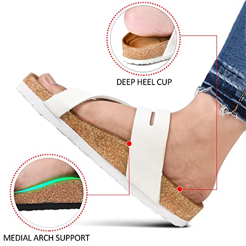 AEROTHOTIC Cute Slides for Women with Arch Support Comfy Adjustable Buckle Split Toe Straps with Cushioned Memory Foam Cor...