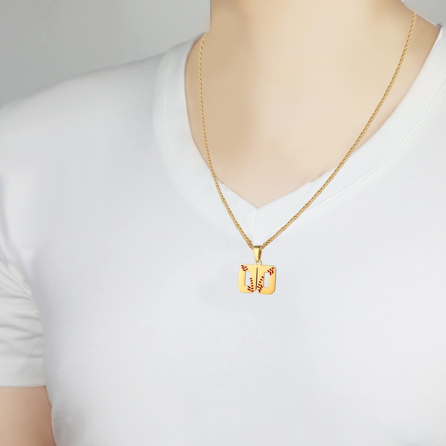AIAINAGI Baseball Number Necklace for Men - Athletes Jersey Number Necklace with Gold Plated Stainless Steel Chain